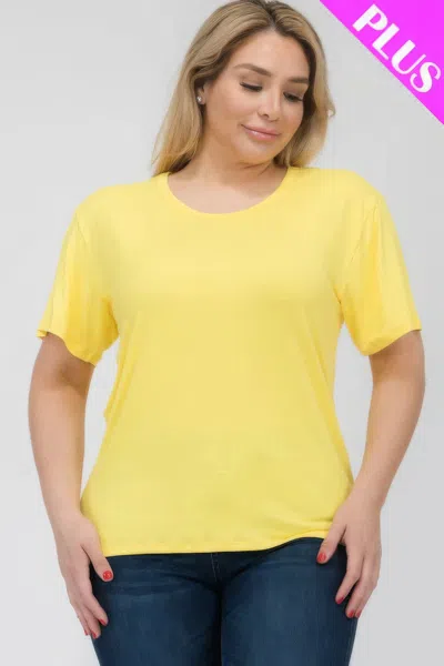 Truedames Plus Size Basic Short Sleeve T-shirt In Yellow