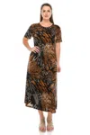 Truedames Plus Size Bns Print Long Dress In Brown