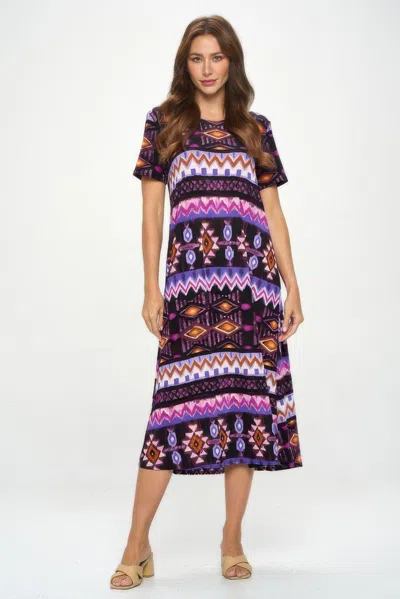Truedames Plus Size Bns Print Long Dress In Brown
