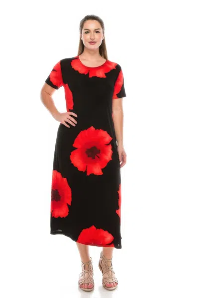 Truedames Plus Size Bns Print Long Dress In Red