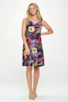 Truedames Plus Size Bns Print Missy Tank Dress In Purple
