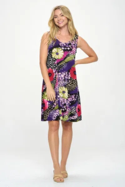 Truedames Plus Size Bns Print Missy Tank Dress In Purple