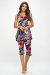 Truedames Plus Size Bns Tank Capri Pants Set In Multi
