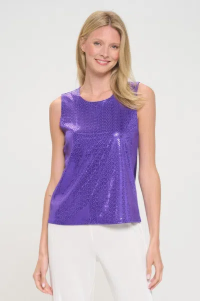 Truedames Plus Size Bns Trance Contrast Tank Top In Purple