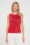 Truedames Plus Size Bns Trance Contrast Tank Top In Red