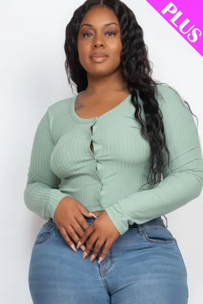 Truedames Plus Size Button Up Cropped Top In Multi