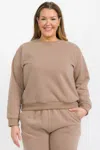 Truedames Plus Size Classic Poly Fleece Crewneck Pullover In Gray