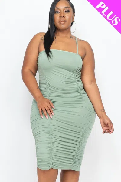 Truedames Plus Size Double Ruched Front And Ruched Back Detail Mini Dress In Multi