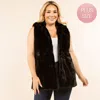 Truedames Plus Size Faux Fur Hooded Vest In Black