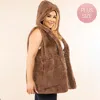 Truedames Plus Size Faux Fur Hooded Vest In Multi