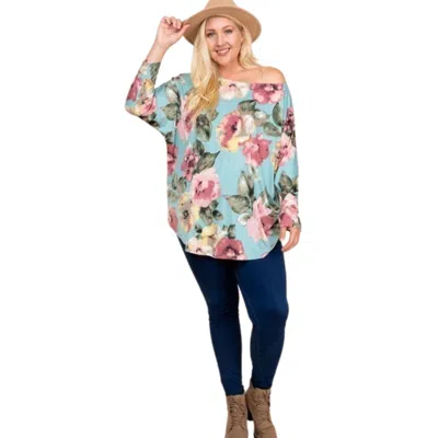 Truedames Plus Size Floral Printed Venezia One Shoulder Fashion Top In Multi