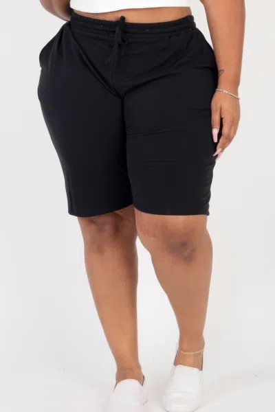 Truedames Plus Size French Terry Bermuda Shorts In Black