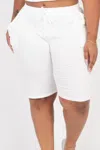 Truedames Plus Size French Terry Bermuda Shorts In White