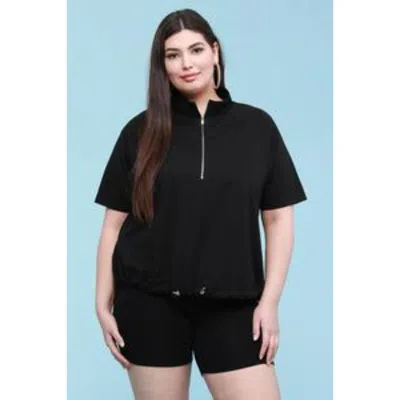 Truedames Plus Size French Terry Pullover Sweatshirt In Black
