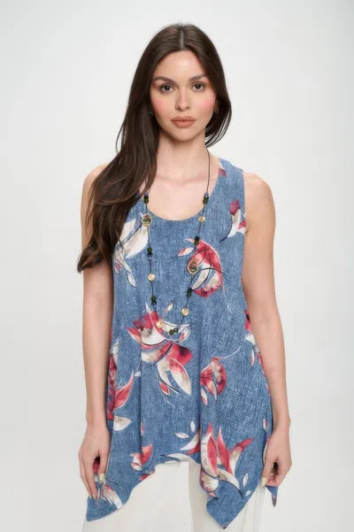 Truedames Plus Size Hit Shark Bite Hem Tank In Multi