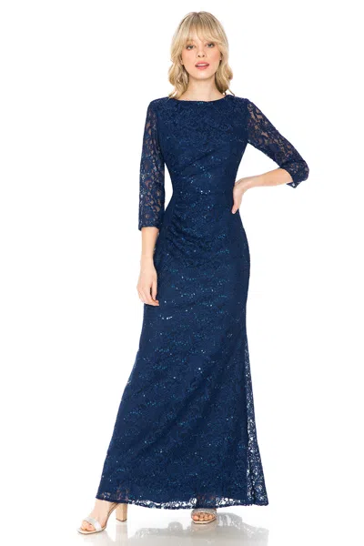 Truedames Plus Size Long Sleeve Lace Mother Of Bride Dress In Blue