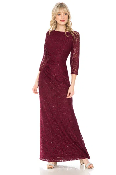 Truedames Plus Size Long Sleeve Lace Mother Of Bride Dress In Burgundy