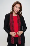 Truedames Plus Size Mesh Romance Trim Jacket In Red
