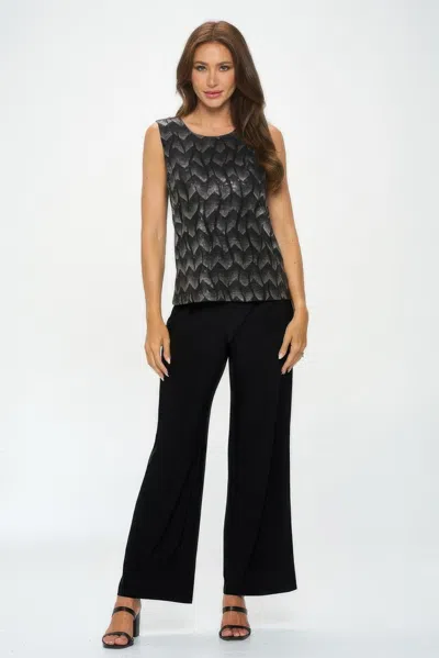 Truedames Plus Size Nylon Foil Contrast Tank Top In Black