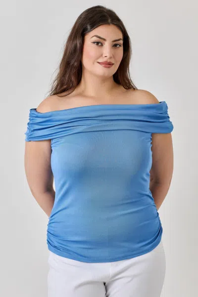 Truedames Plus Size Ots 2x1 Knit Rib Top In Blue