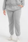 Truedames Plus Size Poly Fleece Elastic Waist Joggers In Gray