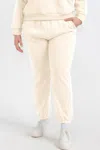 Truedames Plus Size Poly Fleece Elastic Waist Joggers In Neutral