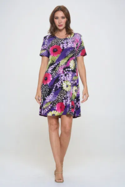 Truedames Plus Size Print Missy Dress Short Sleeve In Multi