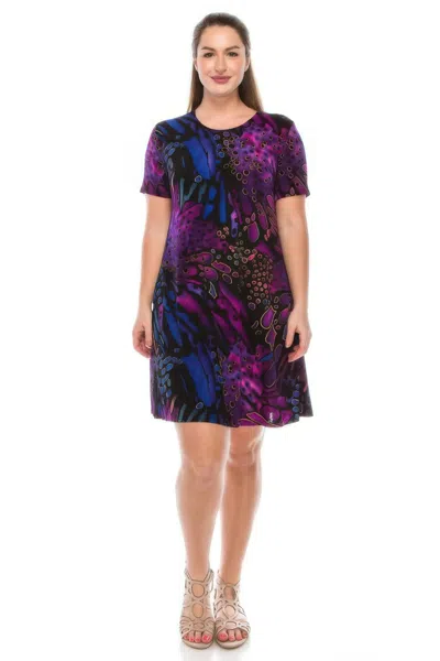 Truedames Plus Size Print Missy Dress Short Sleeve In Multi