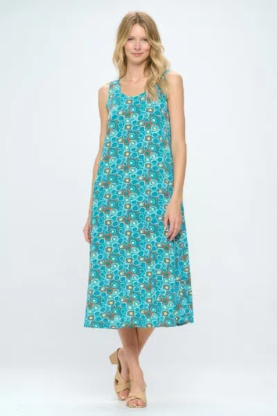 Truedames Plus Size Print Tank Maxi Dress In Blue