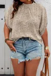 Truedames Plus Size Random Printed Short Sleeve Loose Shirt In Neutral