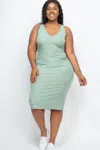 Truedames Plus Size Ribbed Sleeveless Bodycon Midi Dress In Blue
