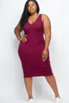 Truedames Plus Size Ribbed Sleeveless Bodycon Midi Dress In White