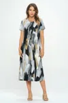 Truedames Plus Size Short Sleeve Bns Long Dress In Gray
