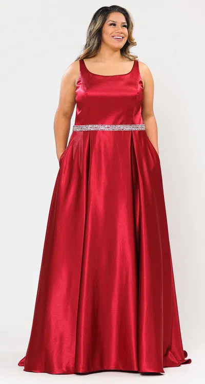 Truedames Plus Size Sleeveless Formal Dress In Red