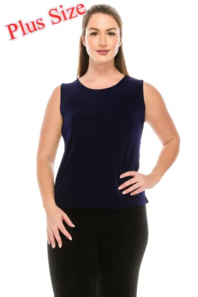 Truedames Plus Size Sleeveless Round Neck Tank In Blue