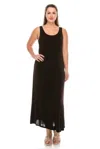 Truedames Plus Size Sleeveless Solid Acetate Long Maxi Dress In Brown