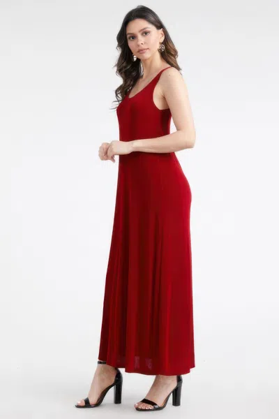 Truedames Plus Size Sleeveless Solid Acetate Long Maxi Dress In Burgundy