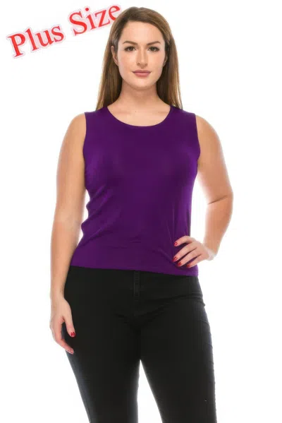 Truedames Plus Size Sleeveless Solid Tank Top In Purple