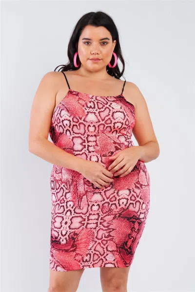 Truedames Plus Size Snake Print Open Back Mini Dress In Pink
