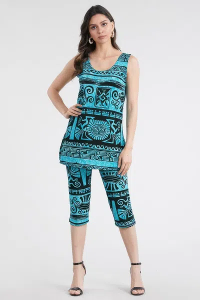 Truedames Plus Size Tank Capri Pant Set In Blue