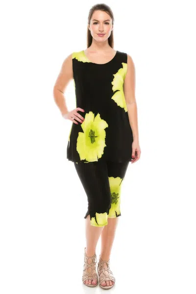 Truedames Plus Size Tank Capri Pant Set In Green