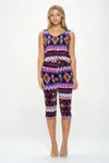 Truedames Plus Size Tank Capri Pant Set In Purple