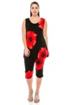 Truedames Plus Size Tank Capri Pant Set In Red