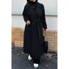 Truedames Plus Stand Collar Double Breasted Long Body Coat In Black