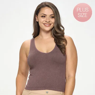 Truedames Plus - Womens Seamless Reversible Stonewashed Ribbed Tank In Brown