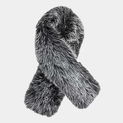 Truedames Plush Faux Fur Winter Scarf In Black
