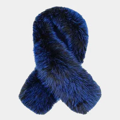 Truedames Plush Faux Fur Winter Scarf In Blue