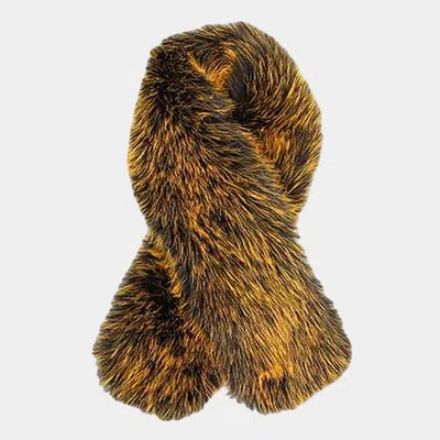 Truedames Plush Faux Fur Winter Scarf In Brown