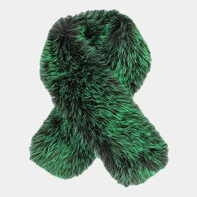 Truedames Plush Faux Fur Winter Scarf In Green