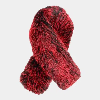 Truedames Plush Faux Fur Winter Scarf In Red